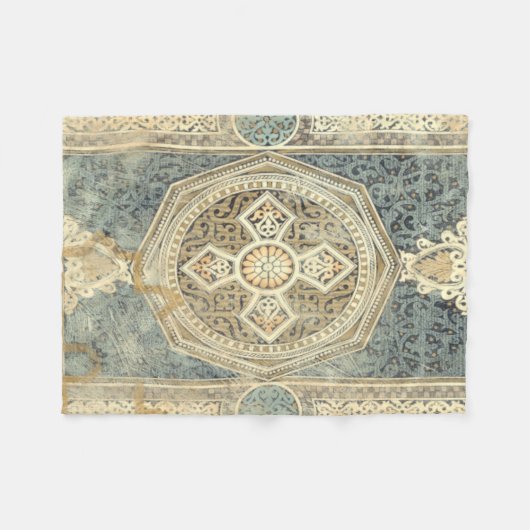 幾何学的デザイン付き装飾華美タペストリー フリースブランケット (正面(横))