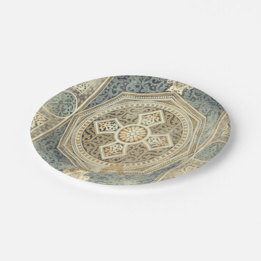 幾何学的デザイン付き装飾華美タペストリー ペーパープレート (アングル)