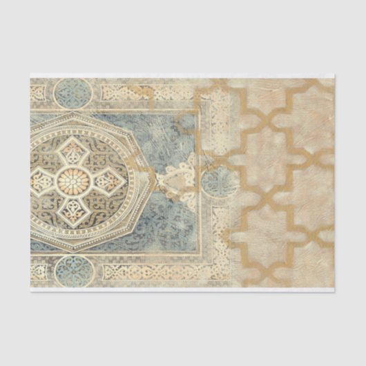 幾何学的デザイン付き装飾華美タペストリー 薄葉紙 (正面)