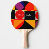 幾何学的デザイン、名前、赤いBlkオレンジ色の紫、Vs2 卓球ラケット (正面)