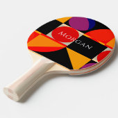幾何学的デザイン、名前、赤いBlkオレンジ色の紫、Vs2 卓球ラケット (正面アングル)