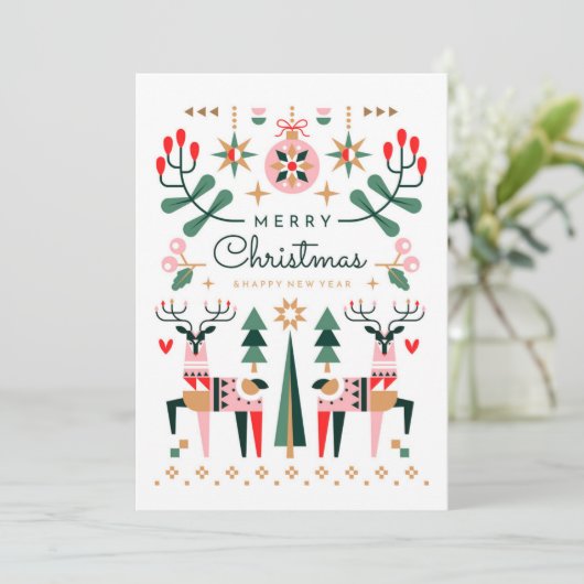 幾何学的トナカイのクリスマス シーズンカード (スタンド正面)