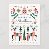 幾何学的トナカイのクリスマス シーズンポストカード (正面)