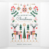 幾何学的トナカイのクリスマス 三つ折りクリスマスカード (内部中)