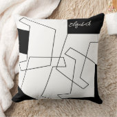 幾何学的トレンディー白黒モノグラムの クッション (ブランケット)
