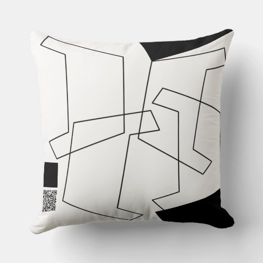 幾何学的トレンディー白黒モノグラムの クッション (裏面)