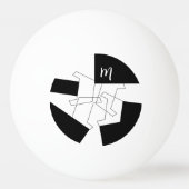 幾何学的トレンディー白黒モノグラムの 卓球ボール (正面)