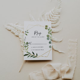 幾何学的トロピカルグリーン葉スペインのRSVP 出欠カード