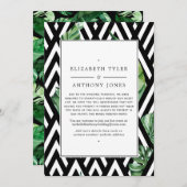 幾何学的トロピカルジャングルウェディング縮小ゲストのお知らせ 案内状 (正面/裏面)