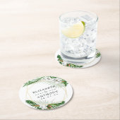 幾何学的トロピカルランビーチ結婚式 ラウンドペーパーコースター (インサイチュ)