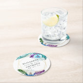 幾何学的トロピカルランビーチ結婚式 ラウンドペーパーコースター (インサイチュ)