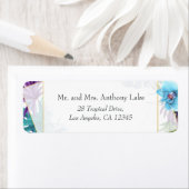 幾何学的トロピカルランビーチ結婚式 ラベル (インサイチュ)