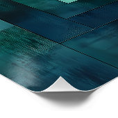 幾何学的トンネル抽象芸術アート – ティール（緑がかった色）と緑 ポスター (コーナー)