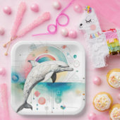 幾何学的ドルフィンアート紙プレート- 9インチスクエア ペーパープレート (パーティー)