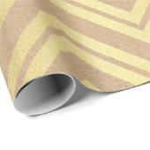 幾何学的ナチュラルカートピンクゴールデンジグザグ ラッピングペーパー (ロールコーナー)