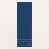 幾何学的ネイビーブルーとホワイトモノグラム ヨガマット (正面)