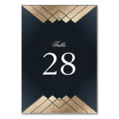 幾何学的ネイビーブルー金ゴールドギャツビー結婚ズ テーブルナンバー (正面)