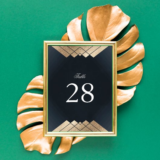 幾何学的ネイビーブルー金ゴールドギャツビー結婚ズ テーブルナンバー