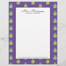 幾何学的ネオンパイナップルサマーパターン レターヘッド