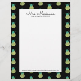 幾何学的ネオンパイナップルサマーパターン レターヘッド