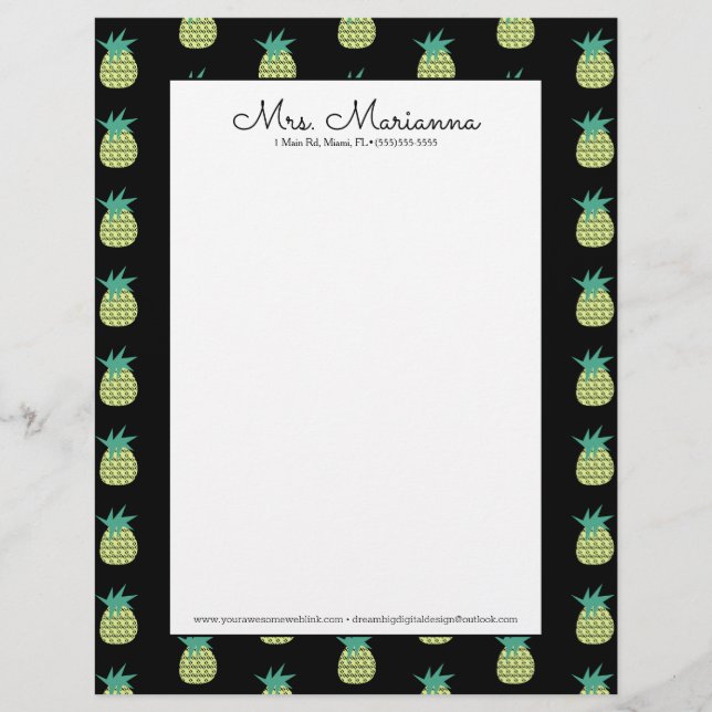 幾何学的ネオンパイナップルサマーパターン レターヘッド (正面)