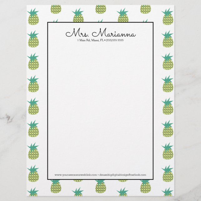 幾何学的ネオンパイナップルサマーパターン レターヘッド (正面)