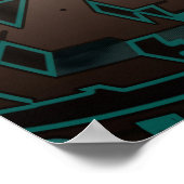 幾何学的ネオン未来的な押し出しパターン ポスター (角)