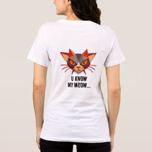 幾何学的ネコ顔イラストレーション トライブレンドTシャツ (裏面)