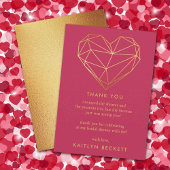 幾何学的ハートバレンタインデーブライダルシャワー サンキューカード