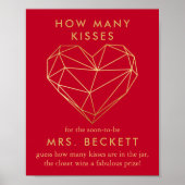 幾何学的ハートバレンタインデーブライダルシャワー ポスター (正面)