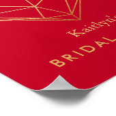 幾何学的ハートバレンタインデーブライダルシャワー ポスター (角)