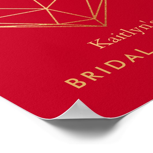 幾何学的ハートバレンタインデーブライダルシャワー ポスター (角)