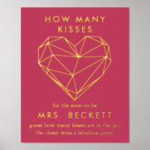 幾何学的ハートバレンタインデーブライダルシャワー 箔ポスター (正面)