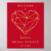 幾何学的ハートバレンタインデーブライダルシャワー 箔ポスター (正面)