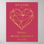 幾何学的ハートバレンタインデーブライダルシャワー 箔ポスター (正面)