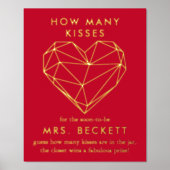 幾何学的ハートバレンタインデーブライダルシャワー 箔ポスター (正面)