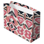 幾何学的ハートビートバレンティンデイラッピング紙 ラージペーパーバッグ (裏面アングル)