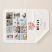 幾何学的ハートベビーの初年度フォトコラージュ シェルパブランケット (正面(横))