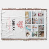 幾何学的ハートベビーの初年度フォトコラージュ スローブランケット (正面)