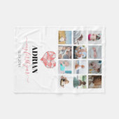 幾何学的ハートベビーの初年度フォトコラージュ フリースブランケット (正面(横))