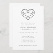 幾何学的ハート結婚式招待状 招待状 (正面/裏面)