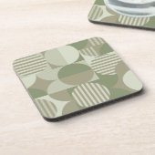幾何学的バウハウスオリーブ、セージ緑コースターセット コースター (左側)
