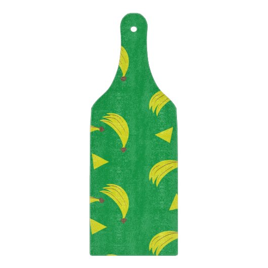 幾何学的バナナ緑の黄色のパターン カッティングボード (正面)