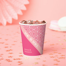 幾何学的バラレッド結婚の紙カップ 紙コップ