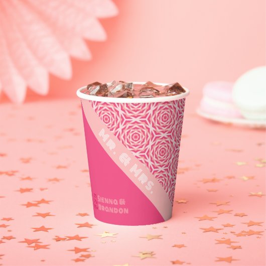 幾何学的バラレッド結婚の紙カップ 紙コップ (インサイチュ)