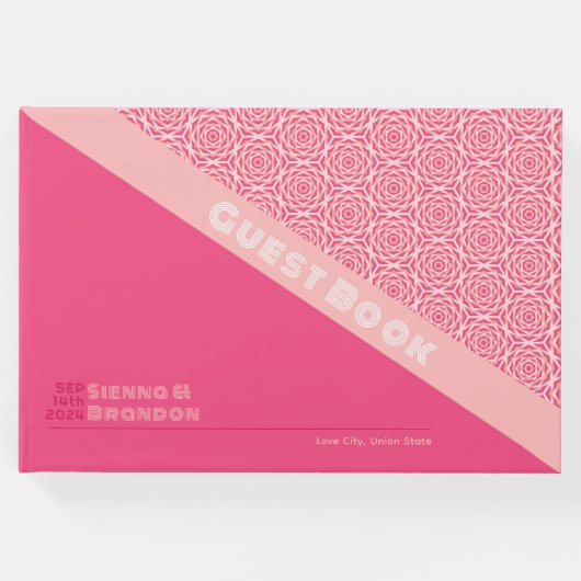 幾何学的バラレッド結婚ズゲストブック ゲストブック (正面)