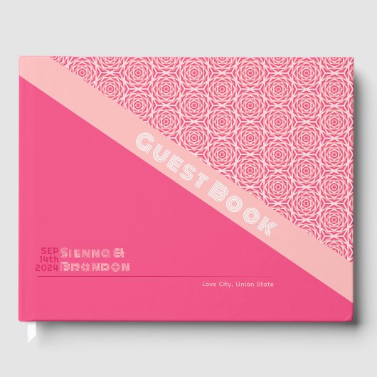 幾何学的バラレッド結婚ズゲストブック ゲストブック (正面)