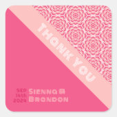 幾何学的バラレッド結婚ズスクエアステッカー スクエアシール (正面)