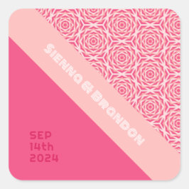 幾何学的バラレッド結婚ズスクエアステッカー スクエアシール