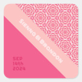 幾何学的バラレッド結婚ズスクエアステッカー スクエアシール (正面)